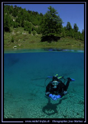 Half-Half : mountain lake diving... my wife in this fresh... by Michel Lonfat 
